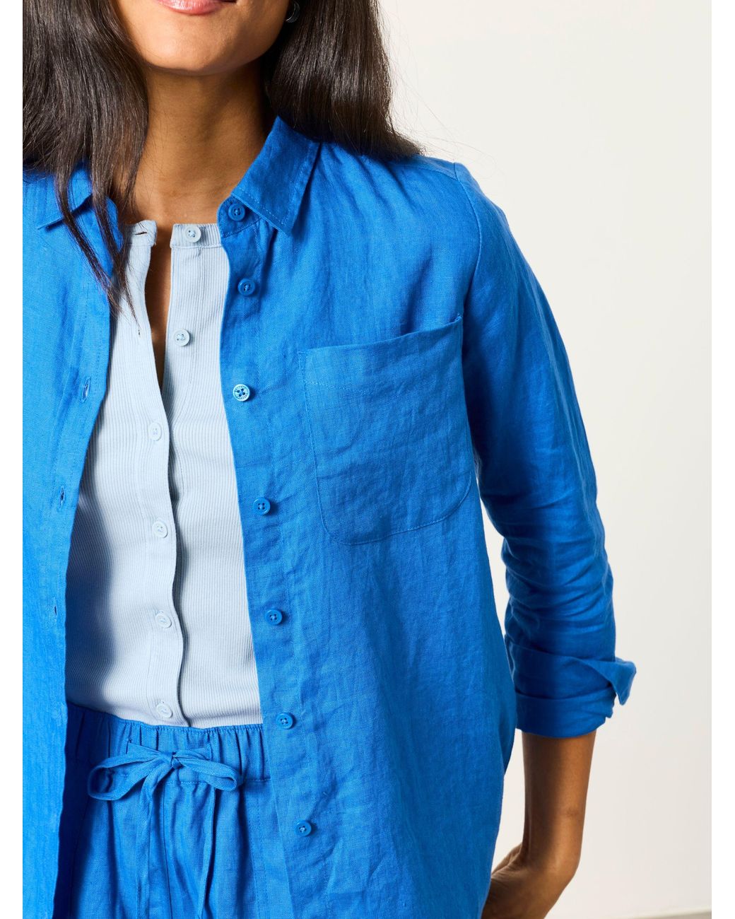 FatFace Blue Fatface Olivia 100% Linen Shirt