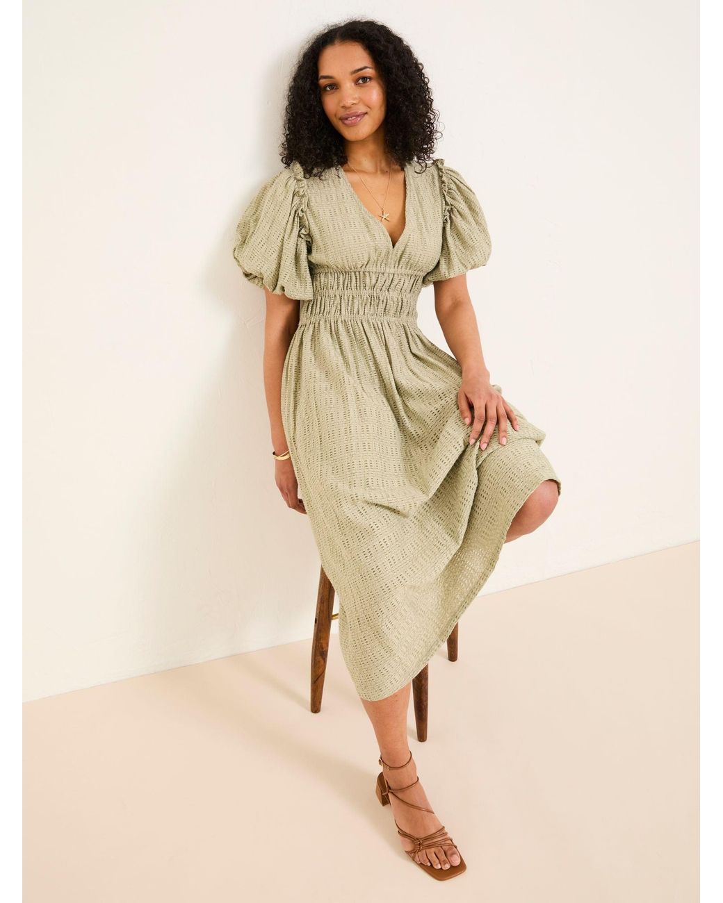 FatFace Brown Tabitha Textured Dress