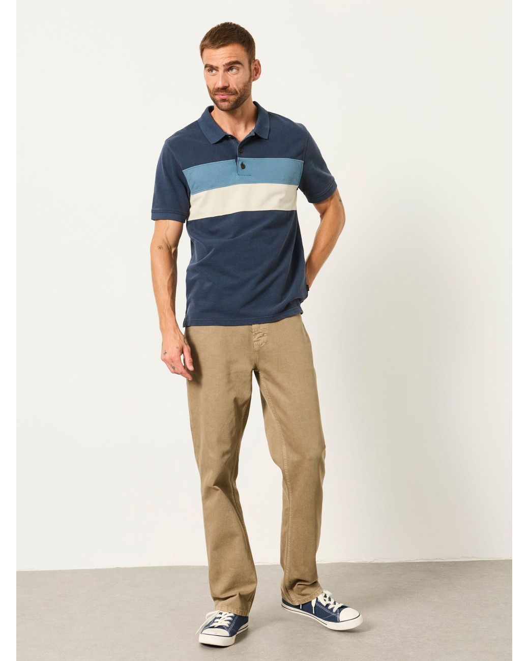FatFace Blue Fatface Clifton Colour Block Pique Polo Shirt for men