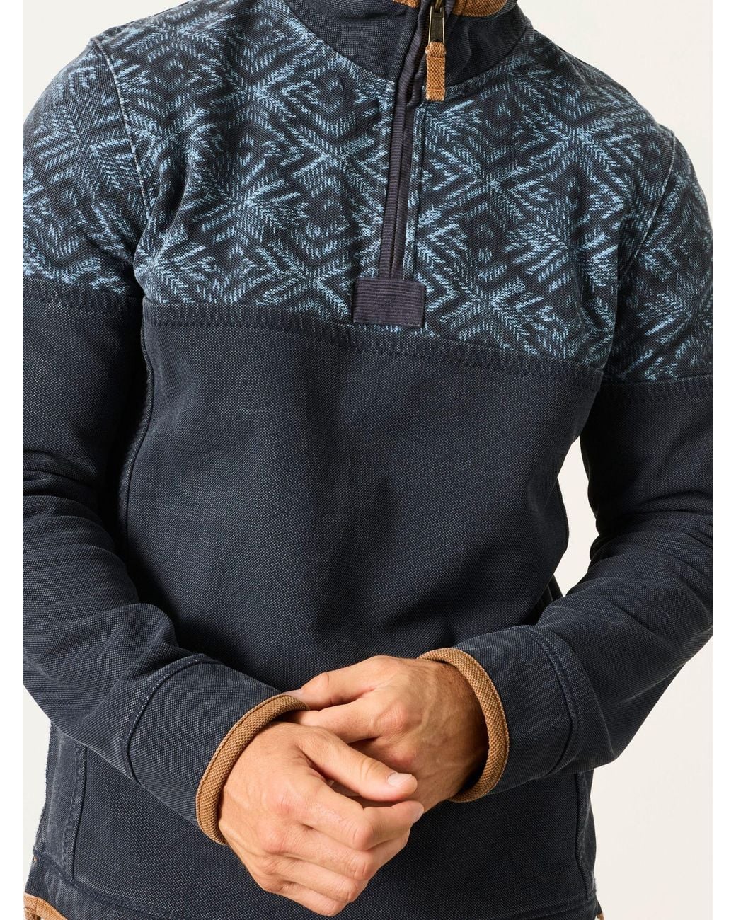 FatFace Green Airlie 100% Cotton Quarter Zip Sweatshirt for men