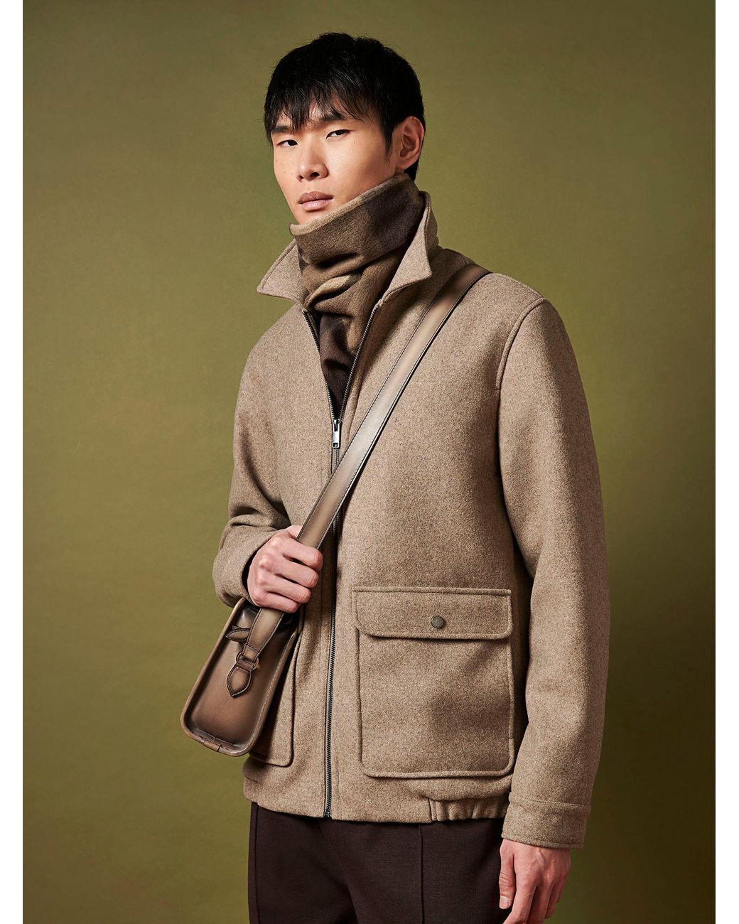 Peckham Rye Natural Wool Blend Bomber Jacket for men