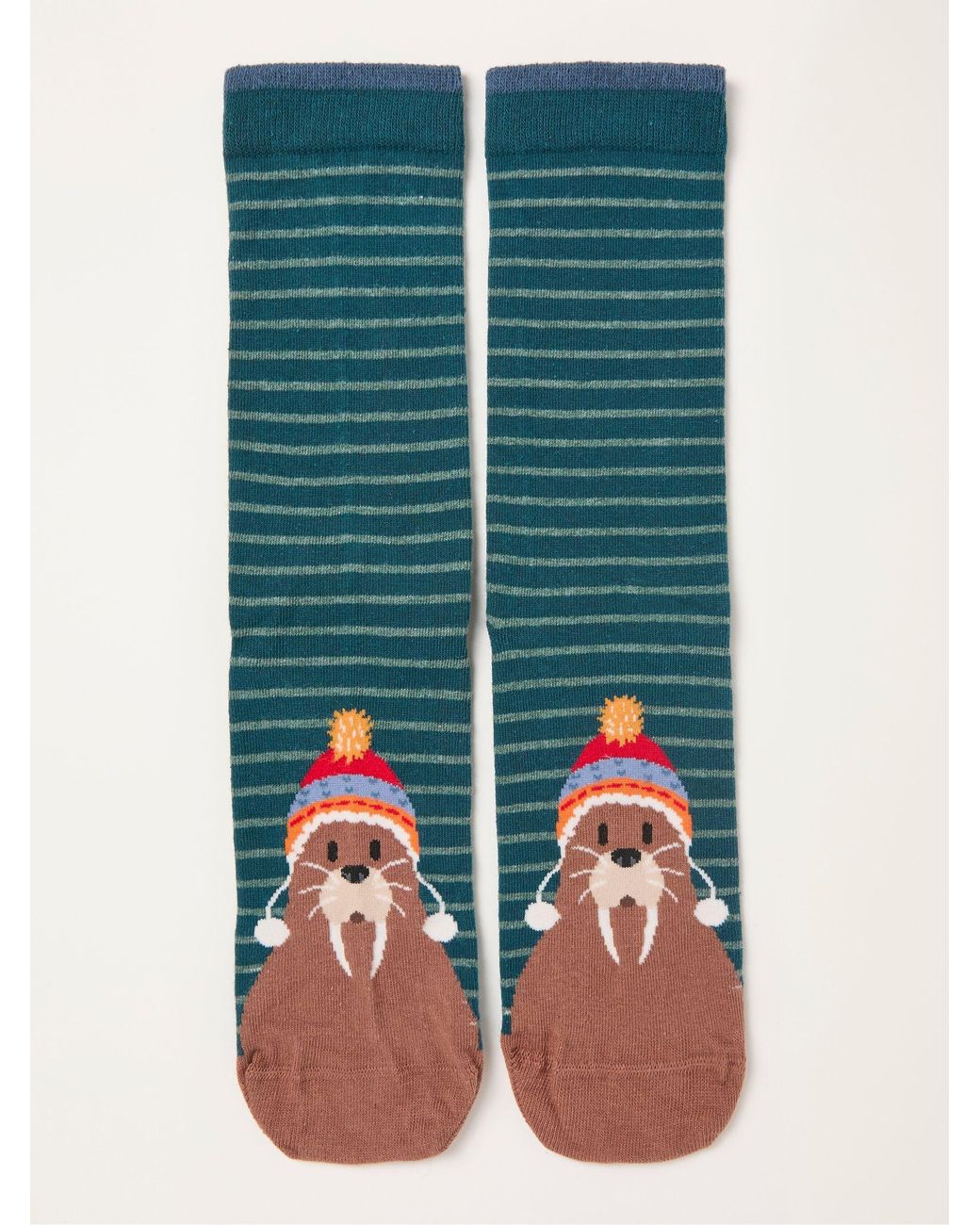 FatFace Blue Fatface Christmas Walrus Socks for men