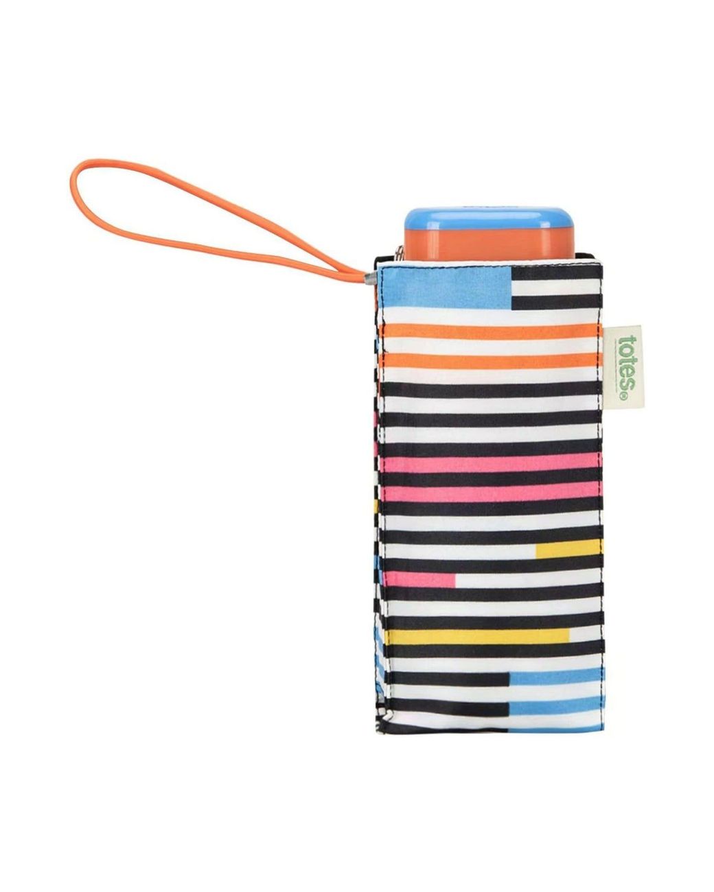 Totes Blue Compact Flat Striped Clouds Print Umbrella
