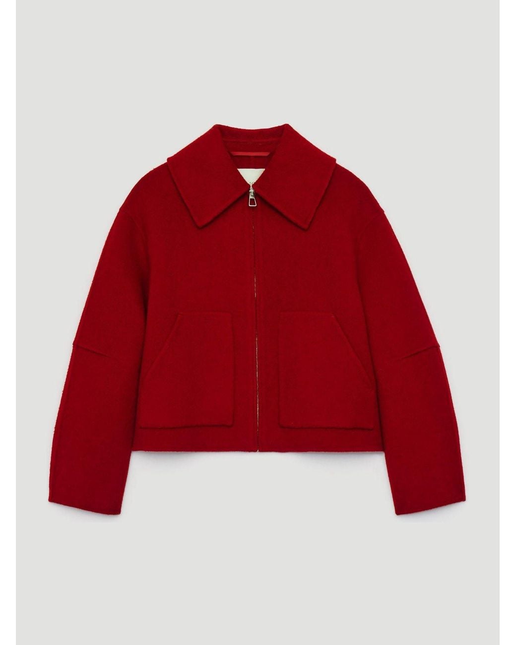 Hush Red Nerise Pure Wool Double Faced Zip Jacket