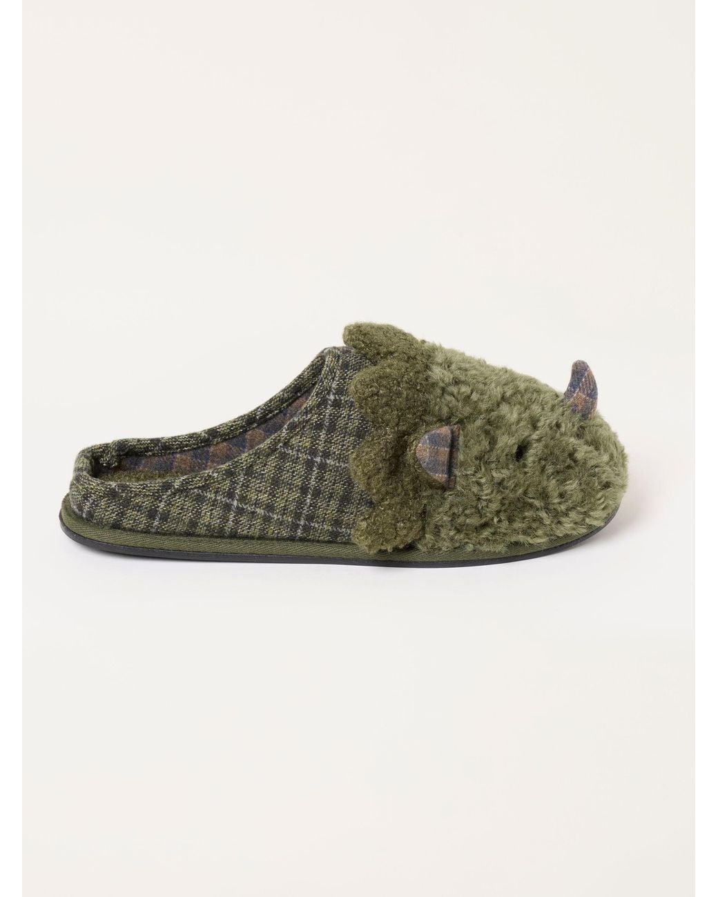 FatFace Green Fatface Novelty Dark Dinosaur Mule Slipper for men