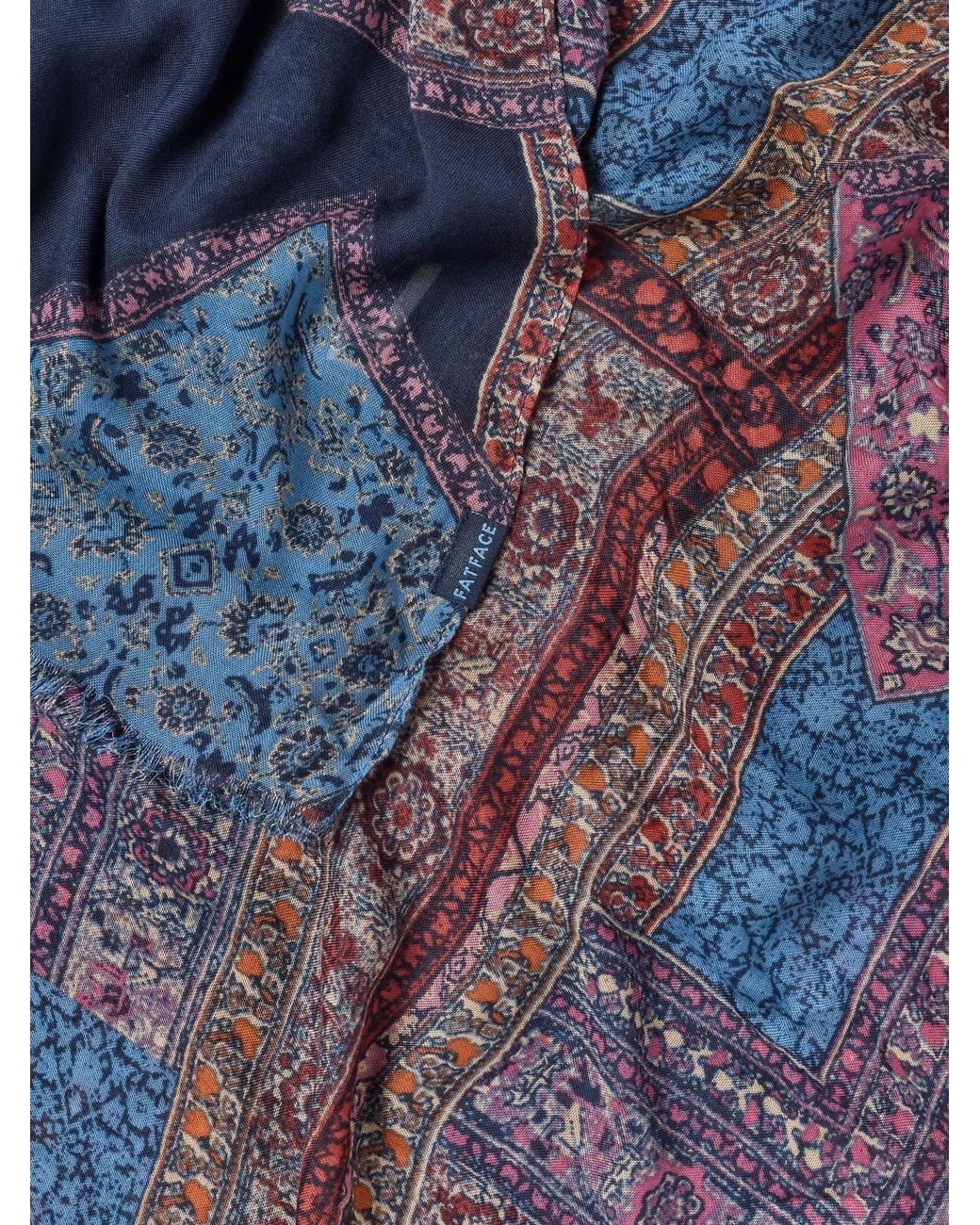 FatFace Blue Patchwork Lightweight Scarf