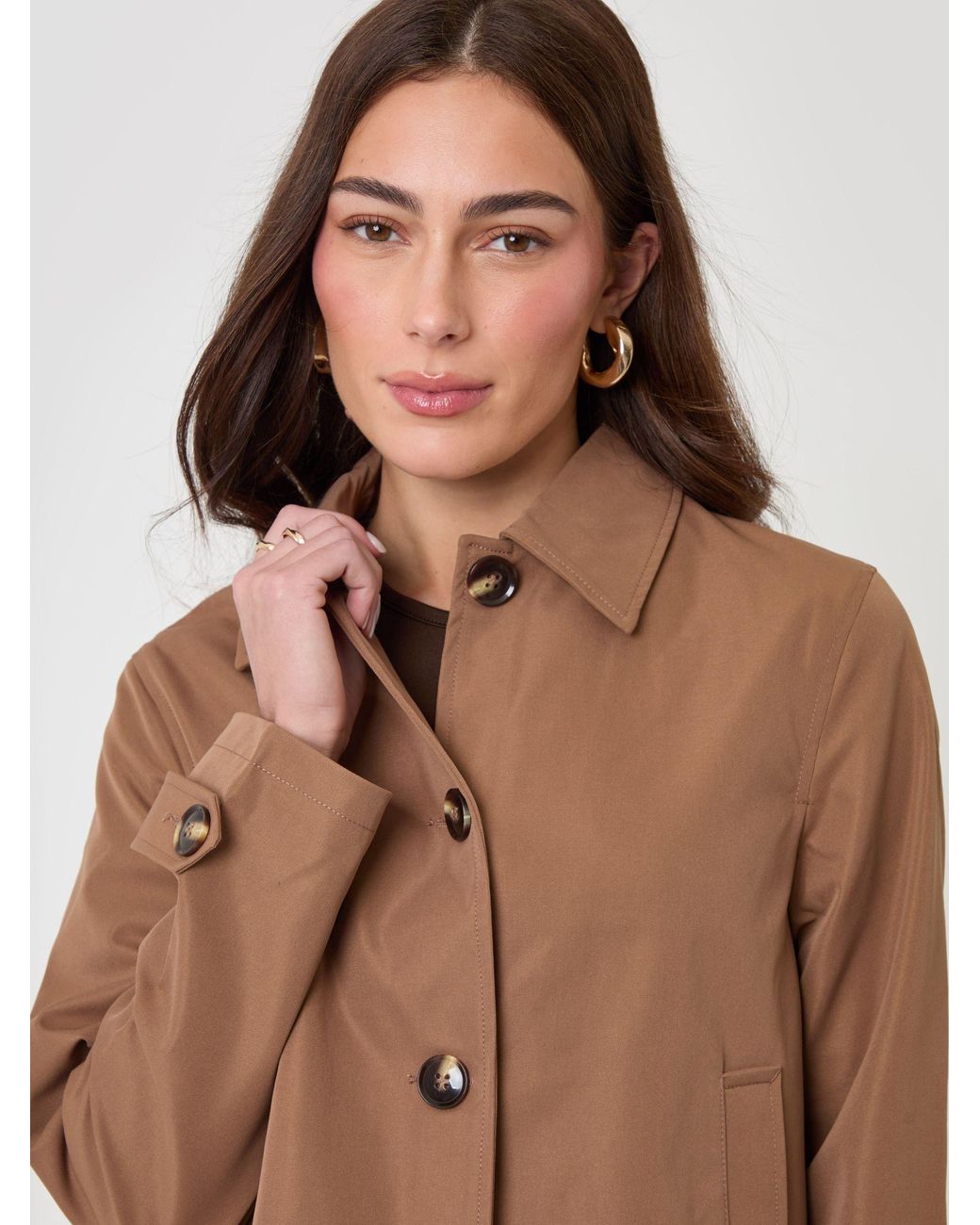Threadbare Brown Cropped Trench Coat