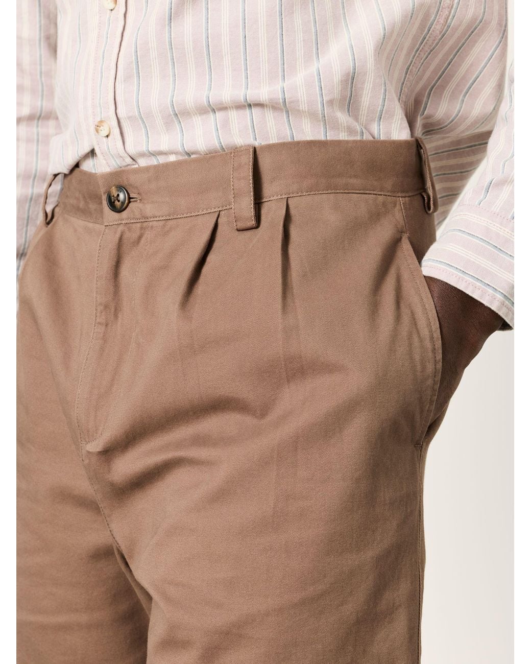 FatFace Brown Pleat Front Chino Shorts for men