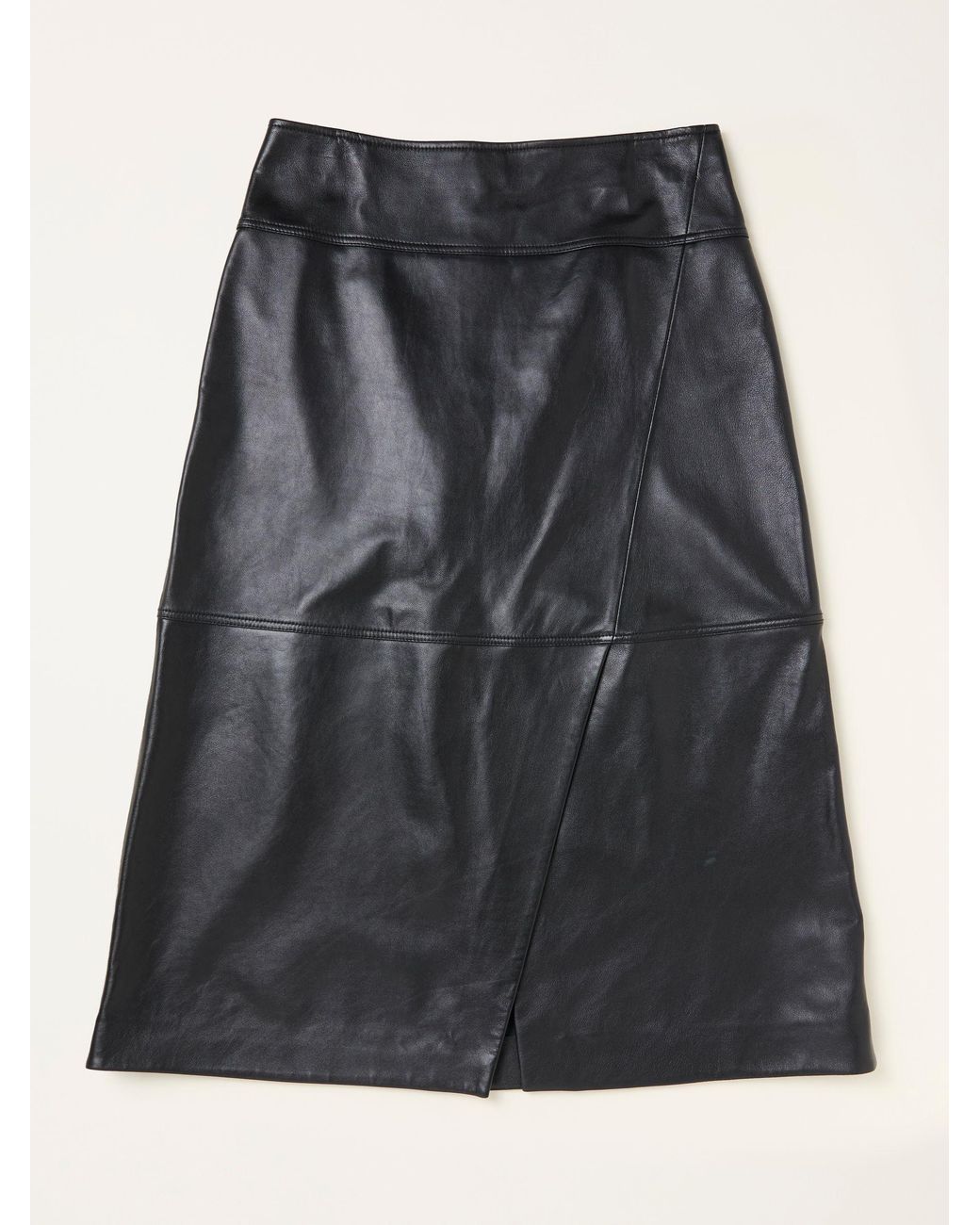FatFace Black Eden Wrap Midi Leather Skirt
