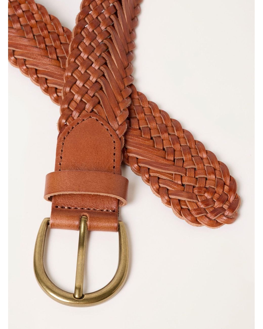 FatFace Brown Fatface Tan Woven Leather Belt