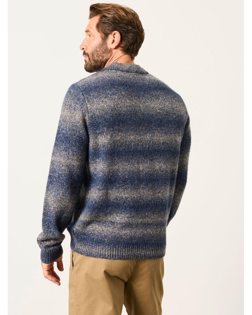 FatFace Blue Deanston Knitted Ombre Crew Neck Jumper for men