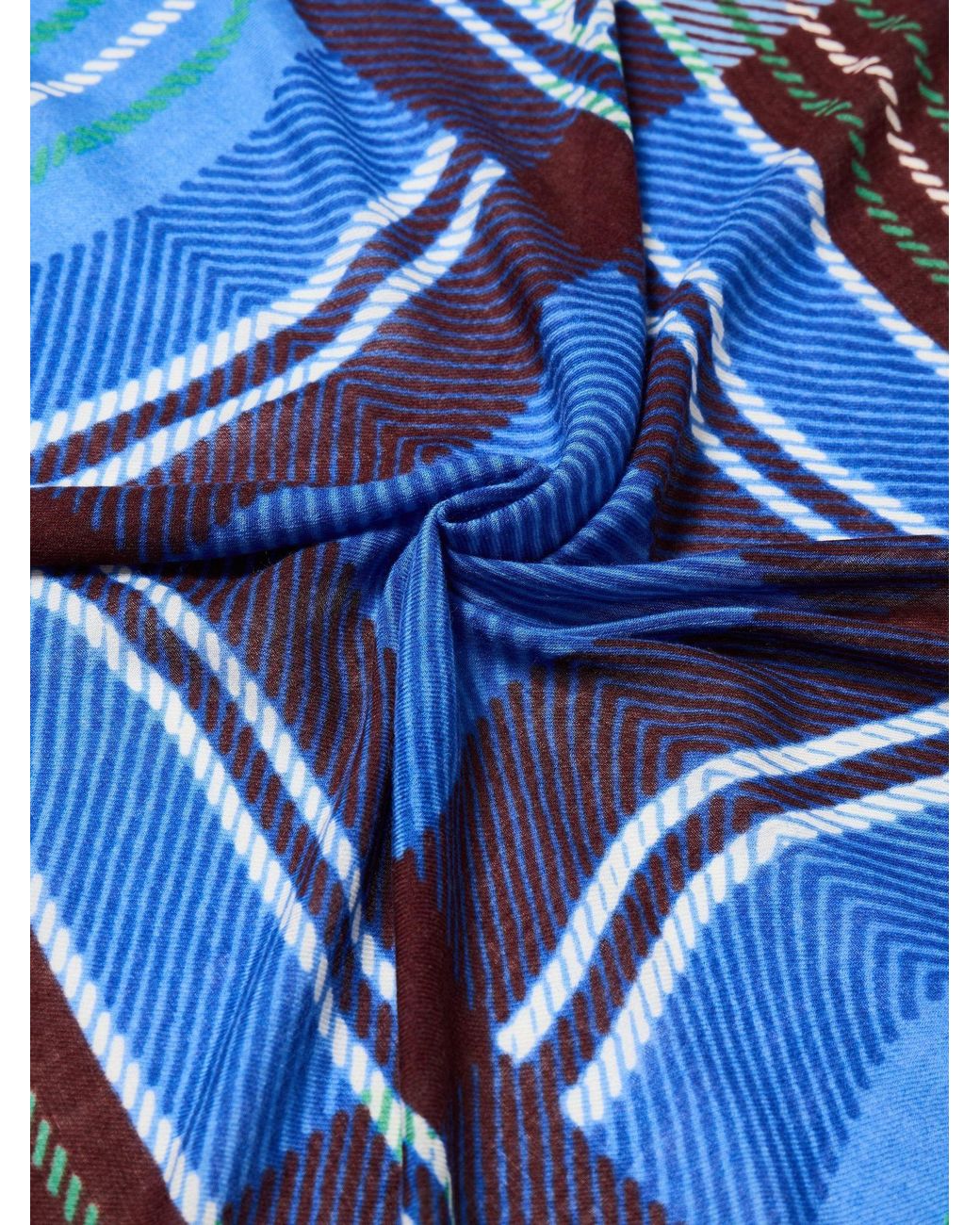 Oliver Bonas Blue Checked Large Square Scarf