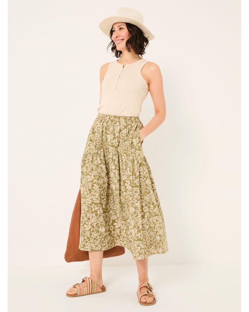 FatFace Natural Fatface Betty Midi Skirt