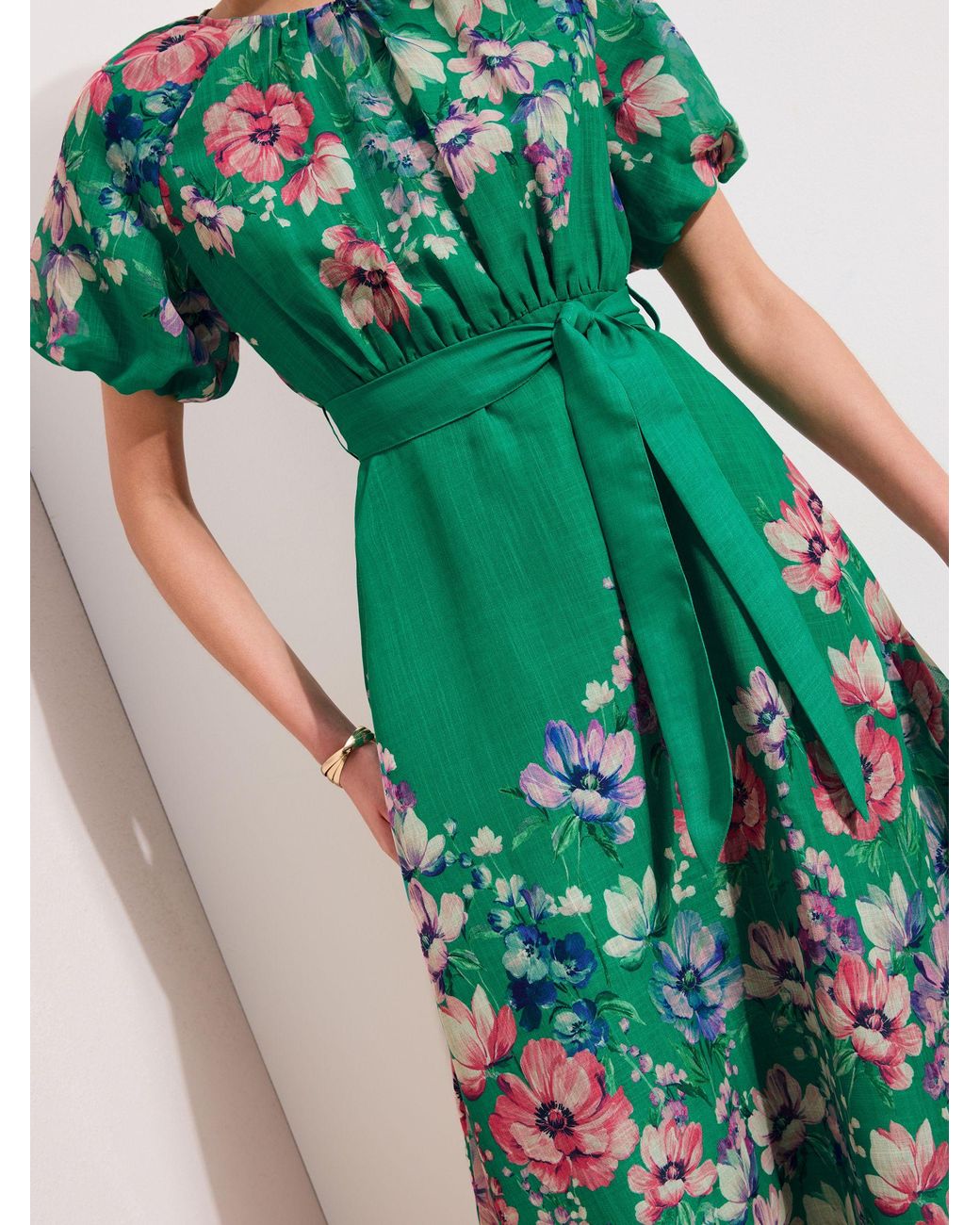 Friends Like These Petite Short Sleeve Pleated Detail Tie Waist Midi