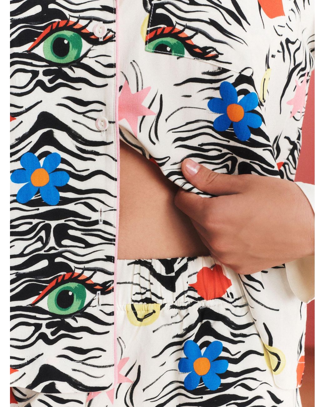 Eleanor Bowmer Pink Zebra Button Through Pyjamas
