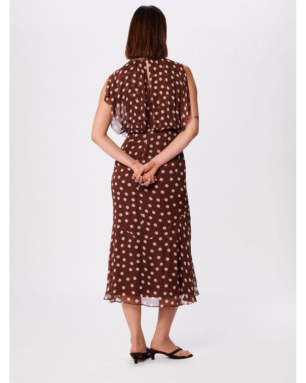 Whistles Red Petite Polka Dot Print Midi Dress