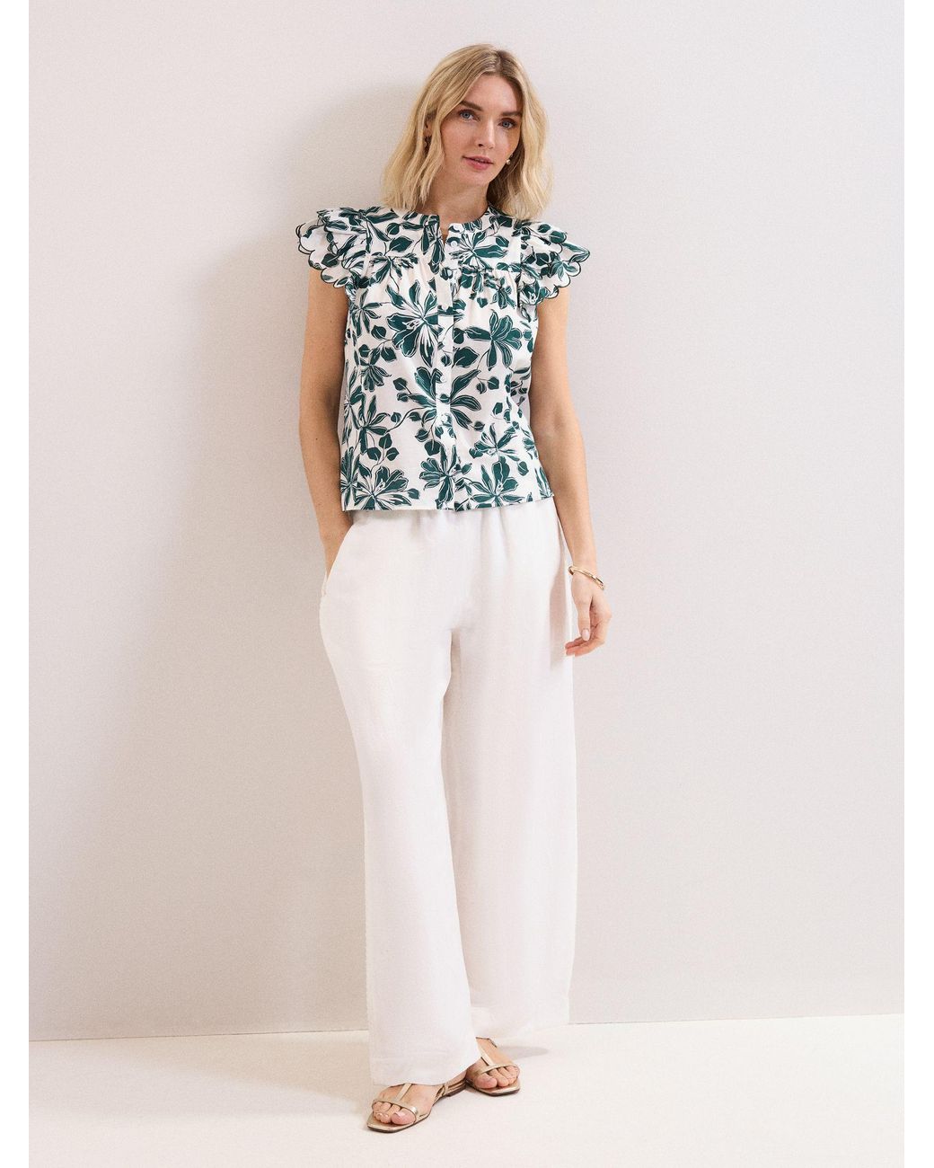 Phase Eight Blue Rena Cotton Blouse