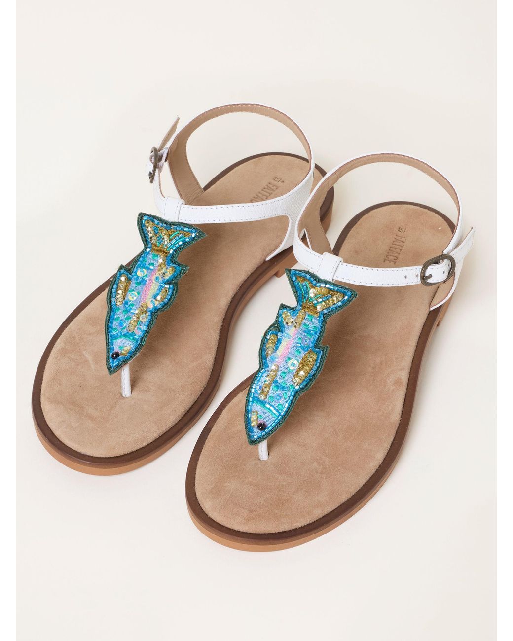 FatFace Brown Zia Beaded Fish Sandal