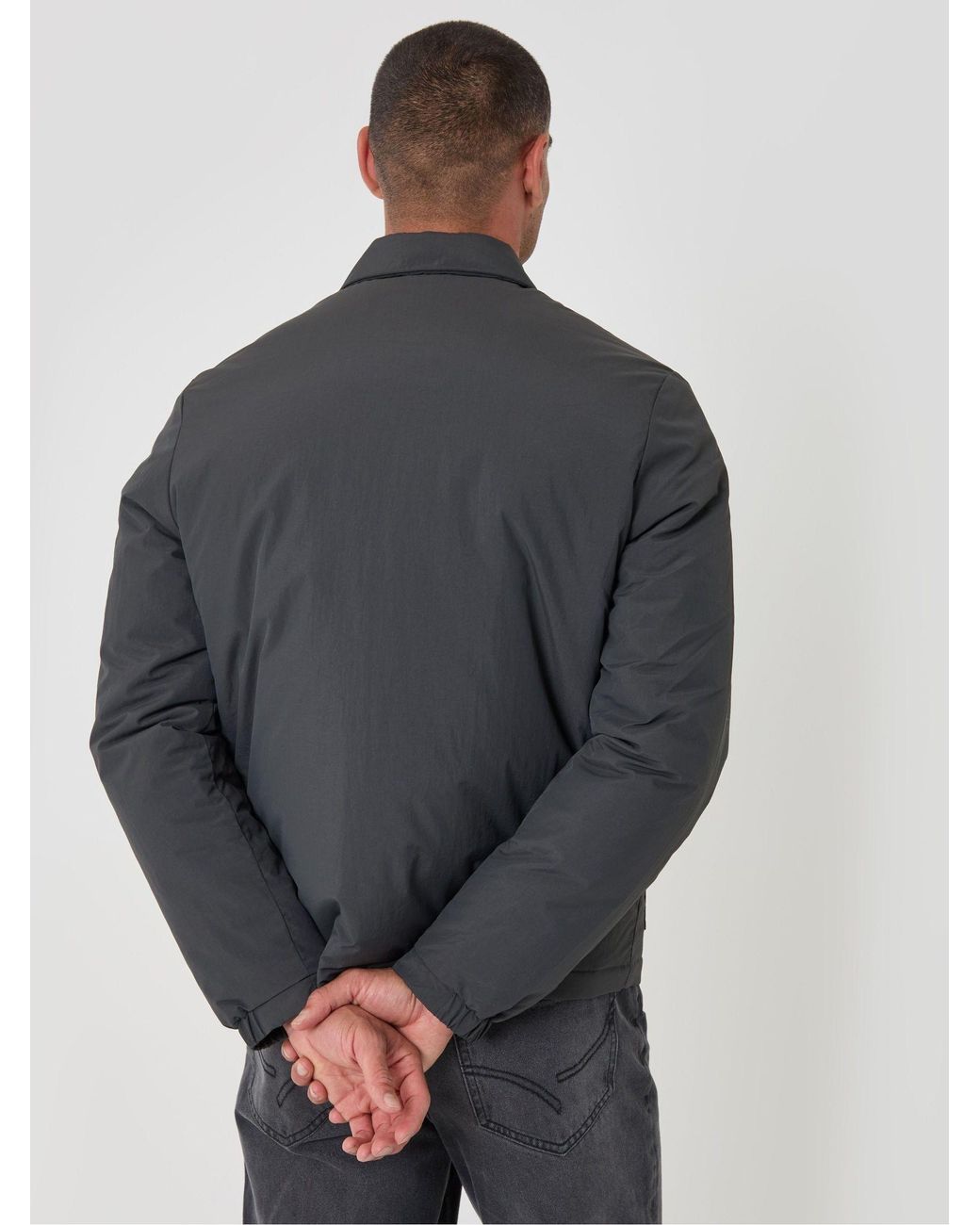Threadbare Gray Showerproof Collared Harrington Jacket for men