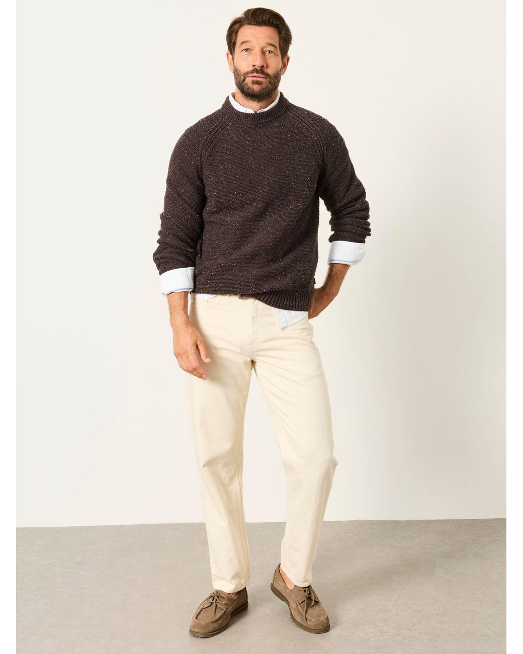 FatFace Brown Penton Crew Neck Jumper for men
