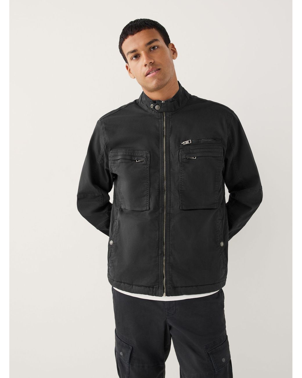 Next Black Borg Lined Zip Up Funnel Jacket for men