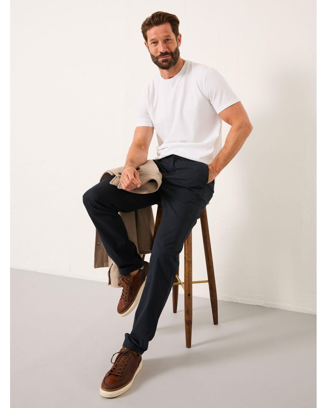 FatFace Blue Bosbury Tailored Fit Smart Chino Trousers for men