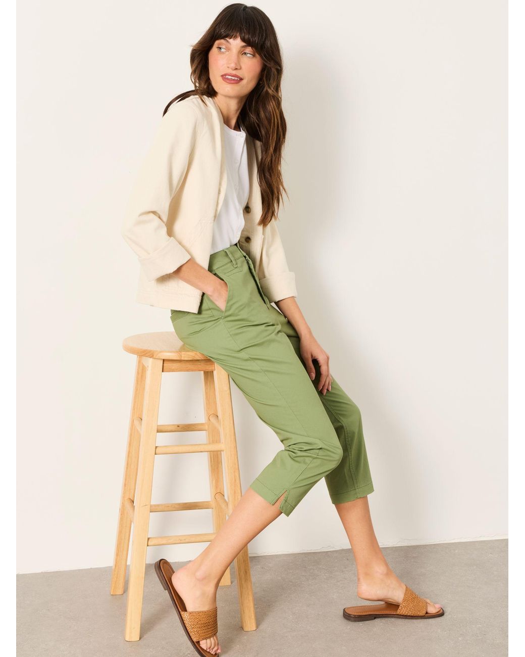 FatFace Green Farnham Crop Chino