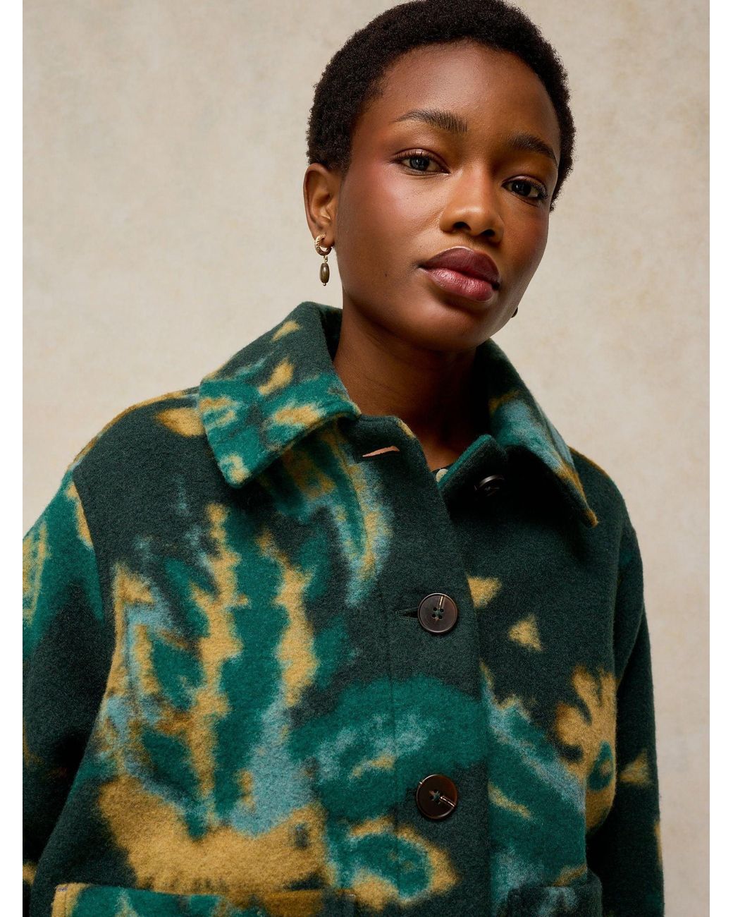 White Stuff Green Alexa Wool Blend Jacket