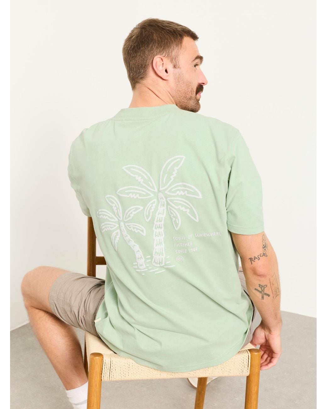 FatFace Green Relaxed Fit South Palm Graphic T-Shirt for men