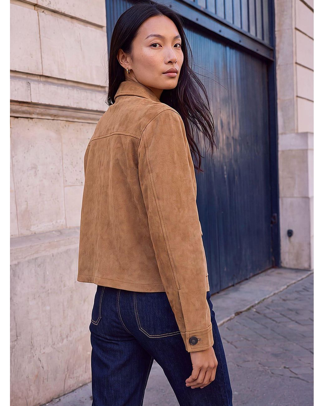 Roman Blue Suedette Button Jacket