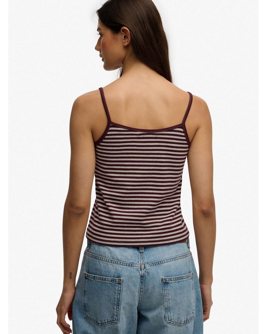 Superdry Blue Stripe Ath Ess Stripe Cami