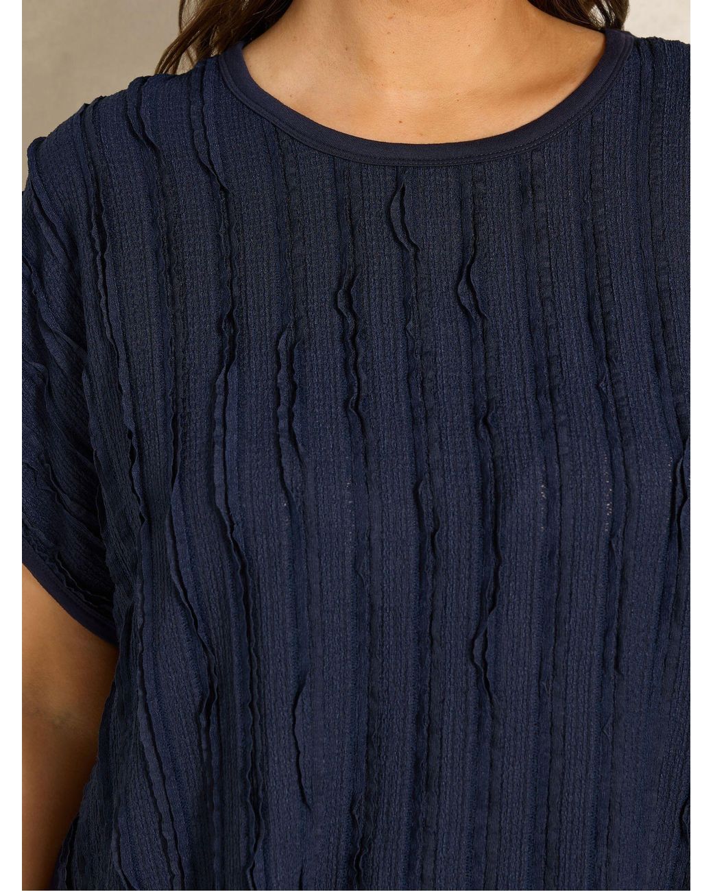 Evans Blue Textured Front Jersey Back Top