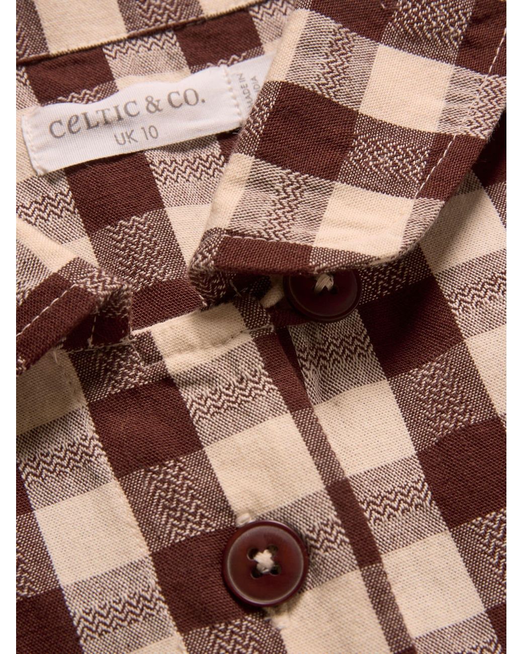 Celtic & Co. Brown Gingham Button Through Shirt