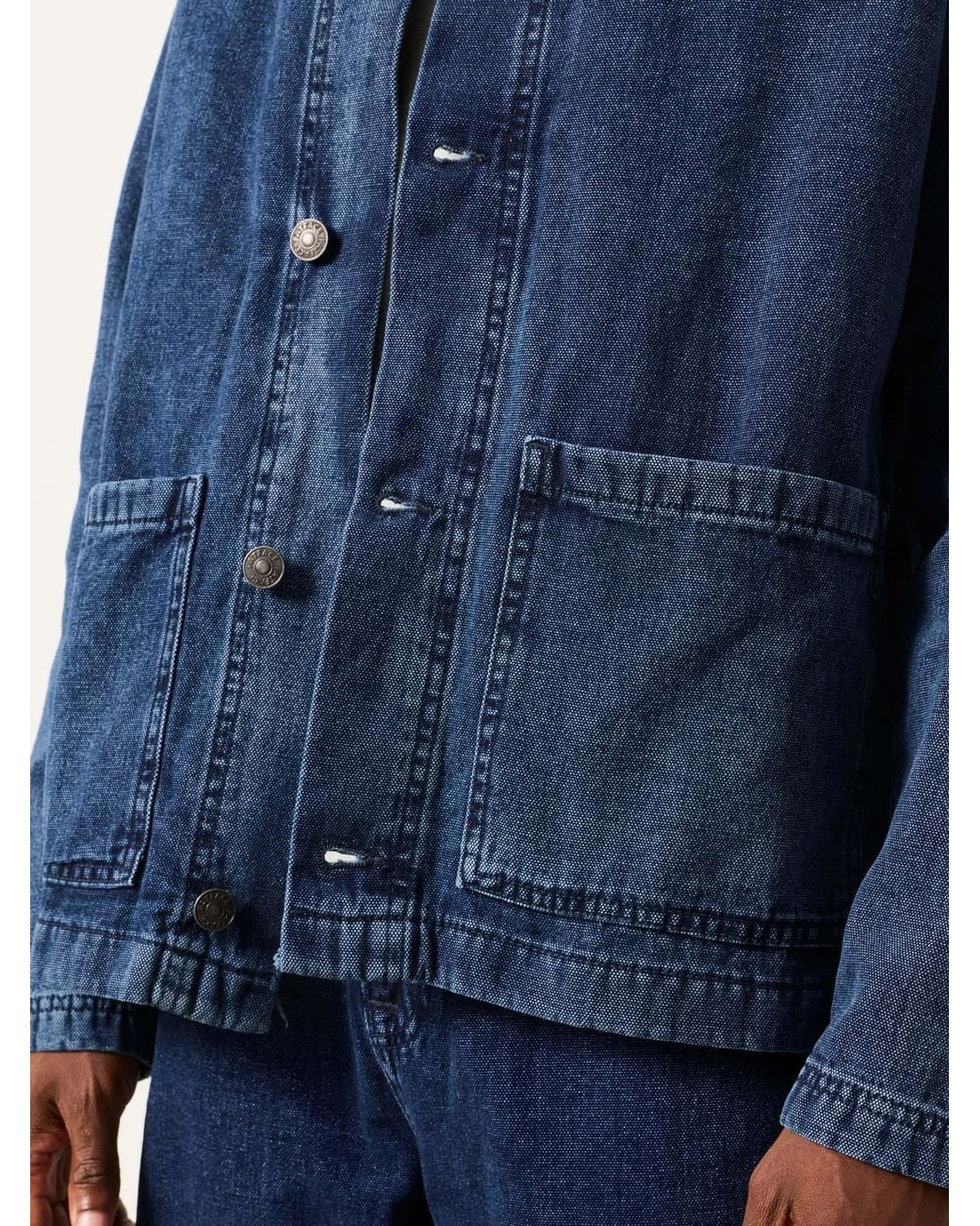FatFace Blue Canvas Denim Worker Jacket for men