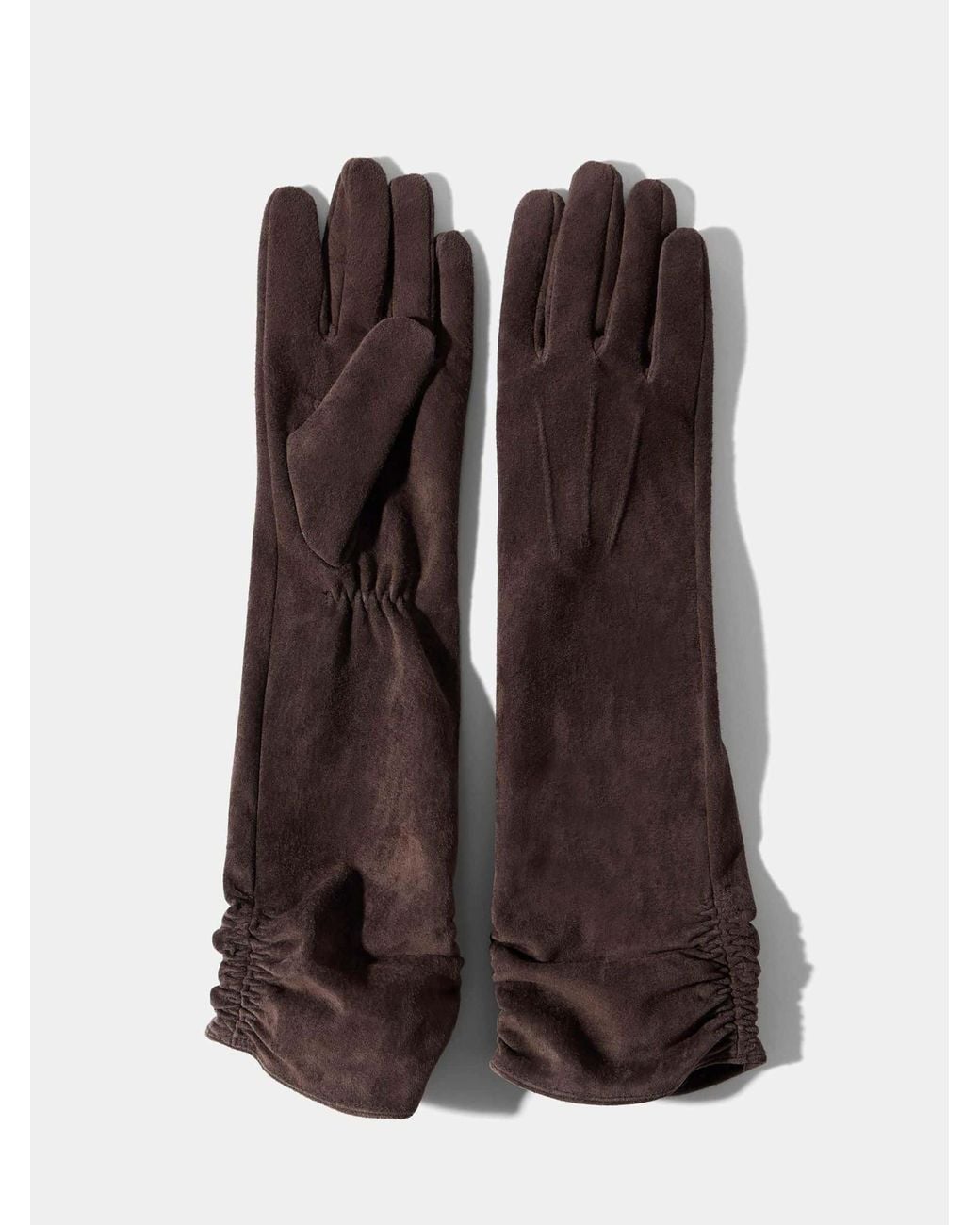 Mint Velvet Brown Suede Long Gloves