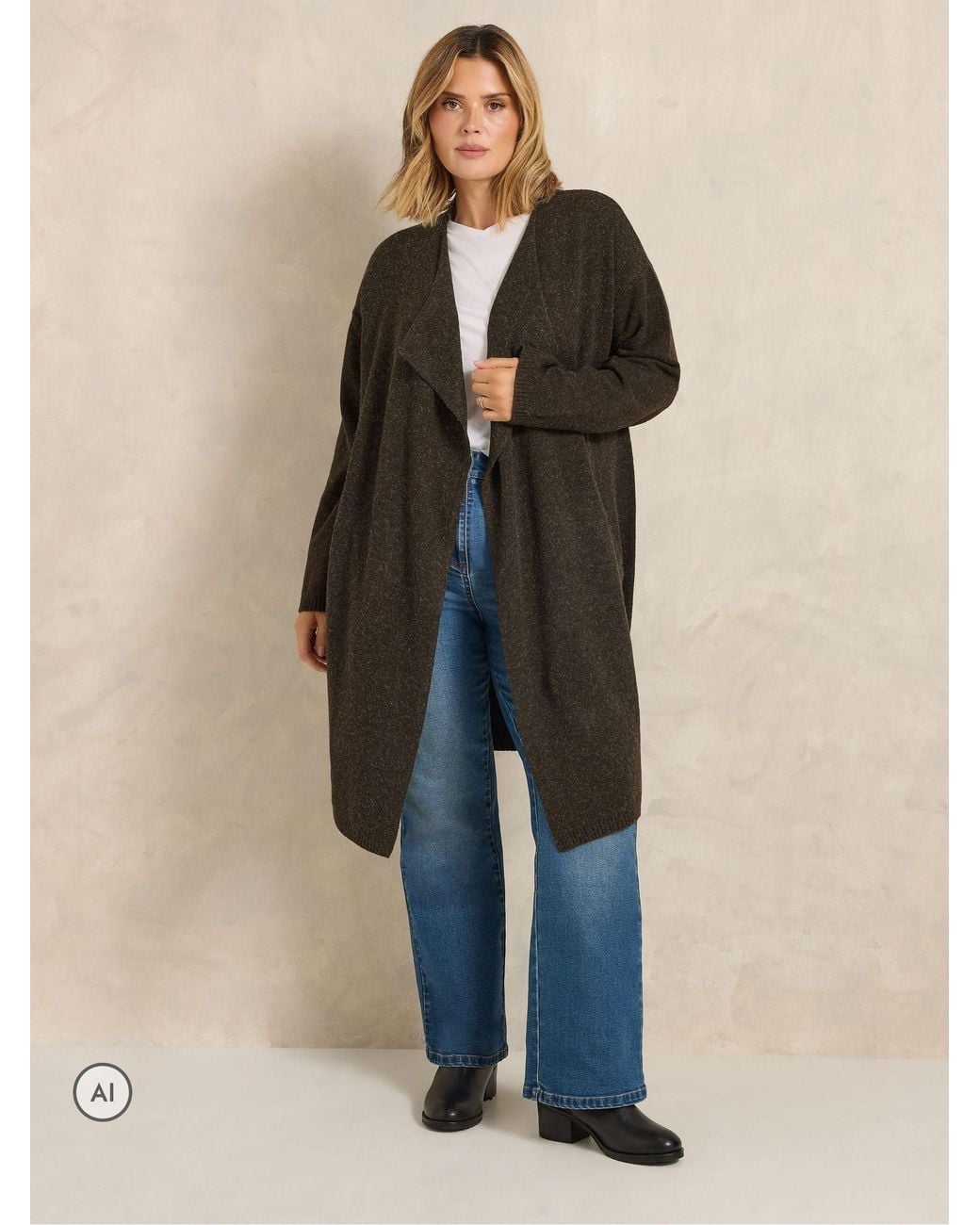 Evans Brown Waterfall Cardigan