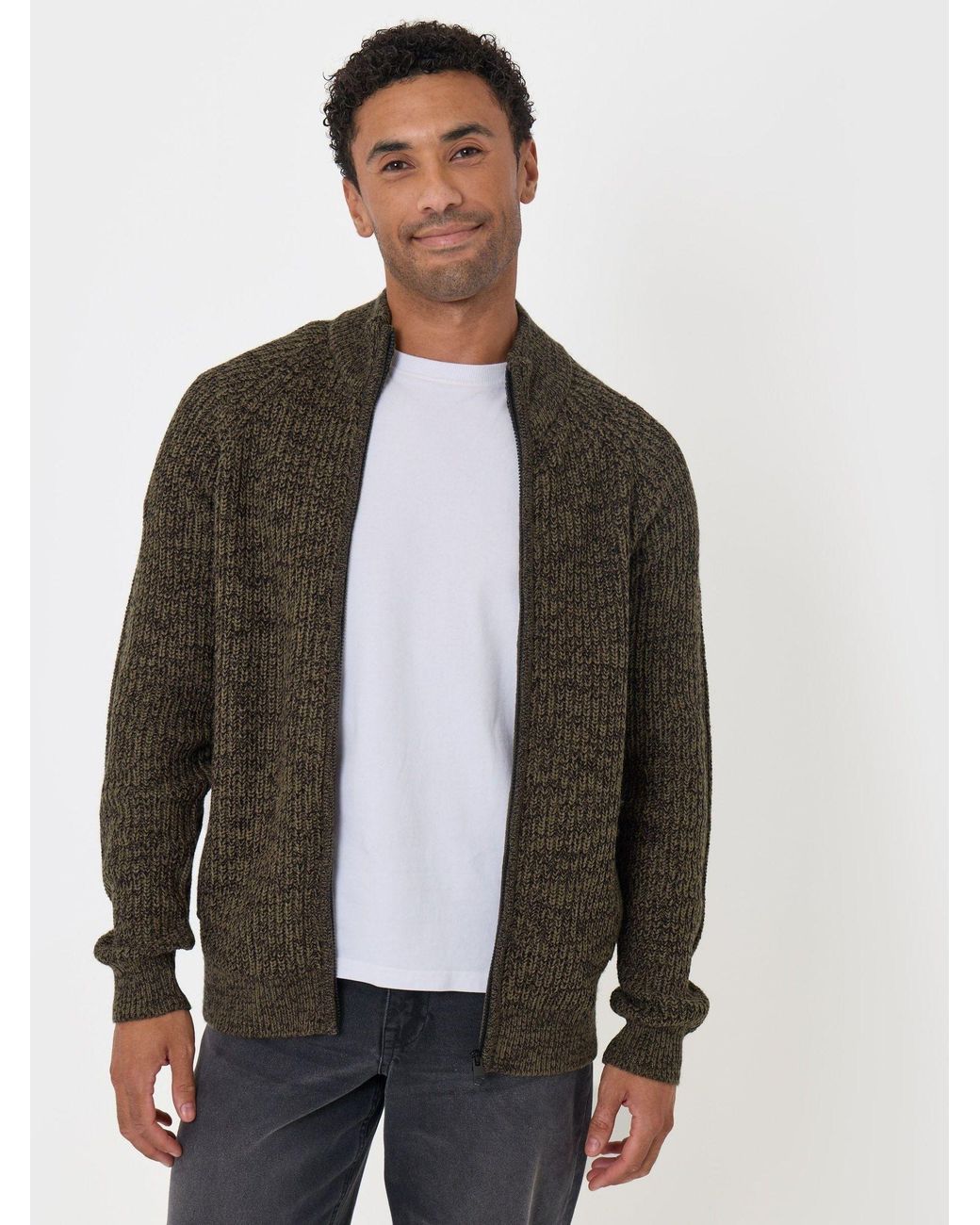 Threadbare Brown Full-Zip Cardigan for men