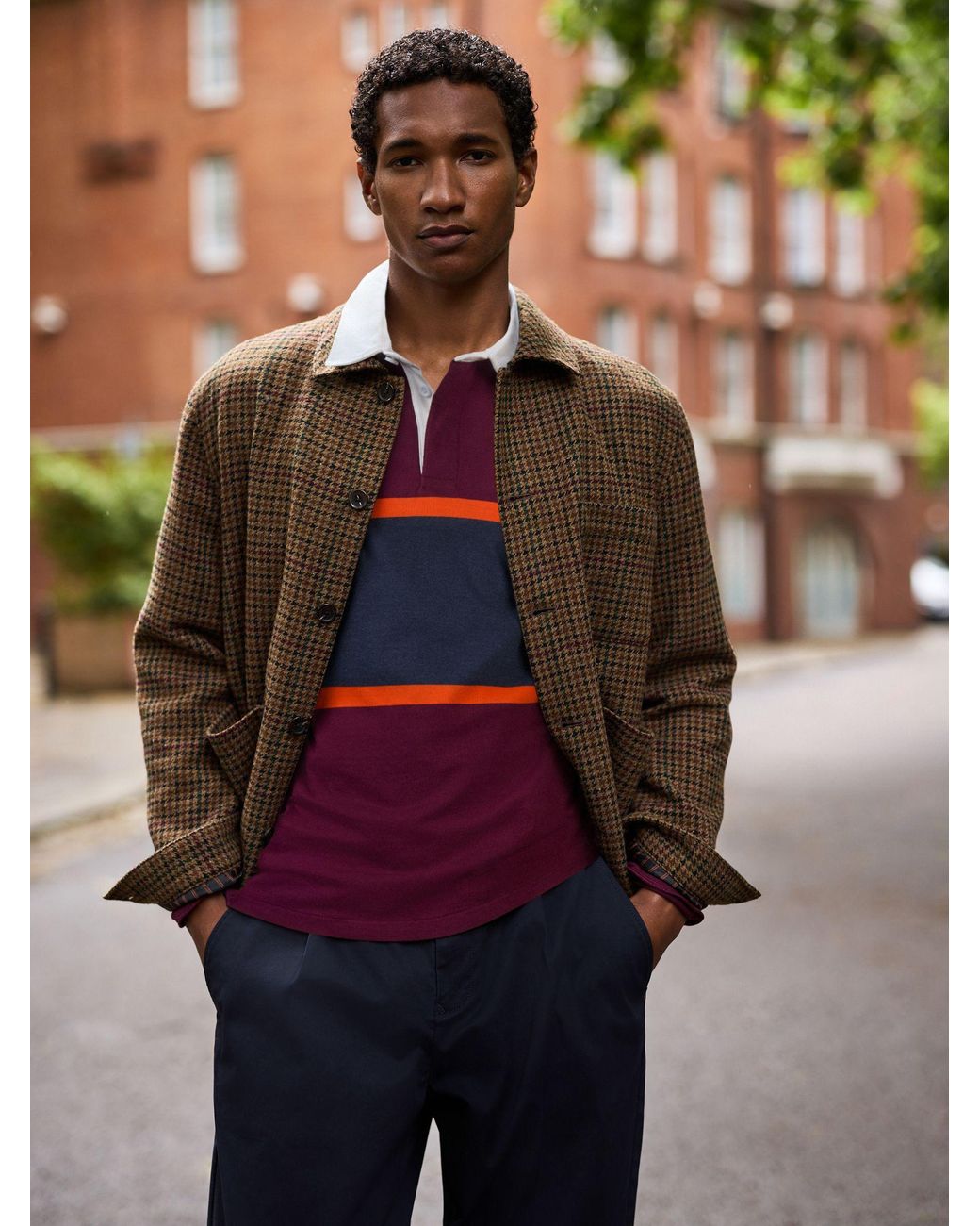 Next Brown Dogtooth Chore Jacket With Wool for men