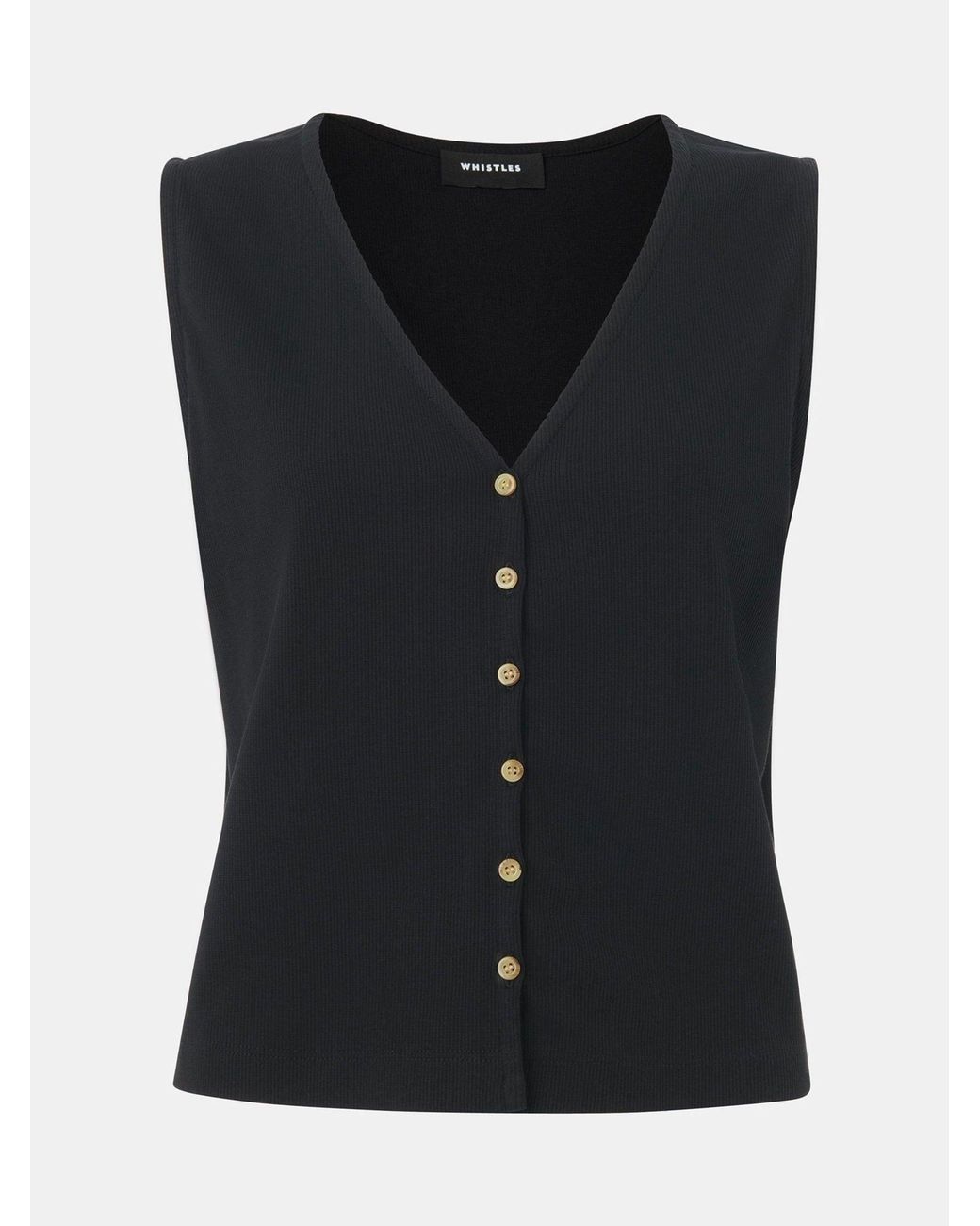 Whistles Black Button Rib Tank