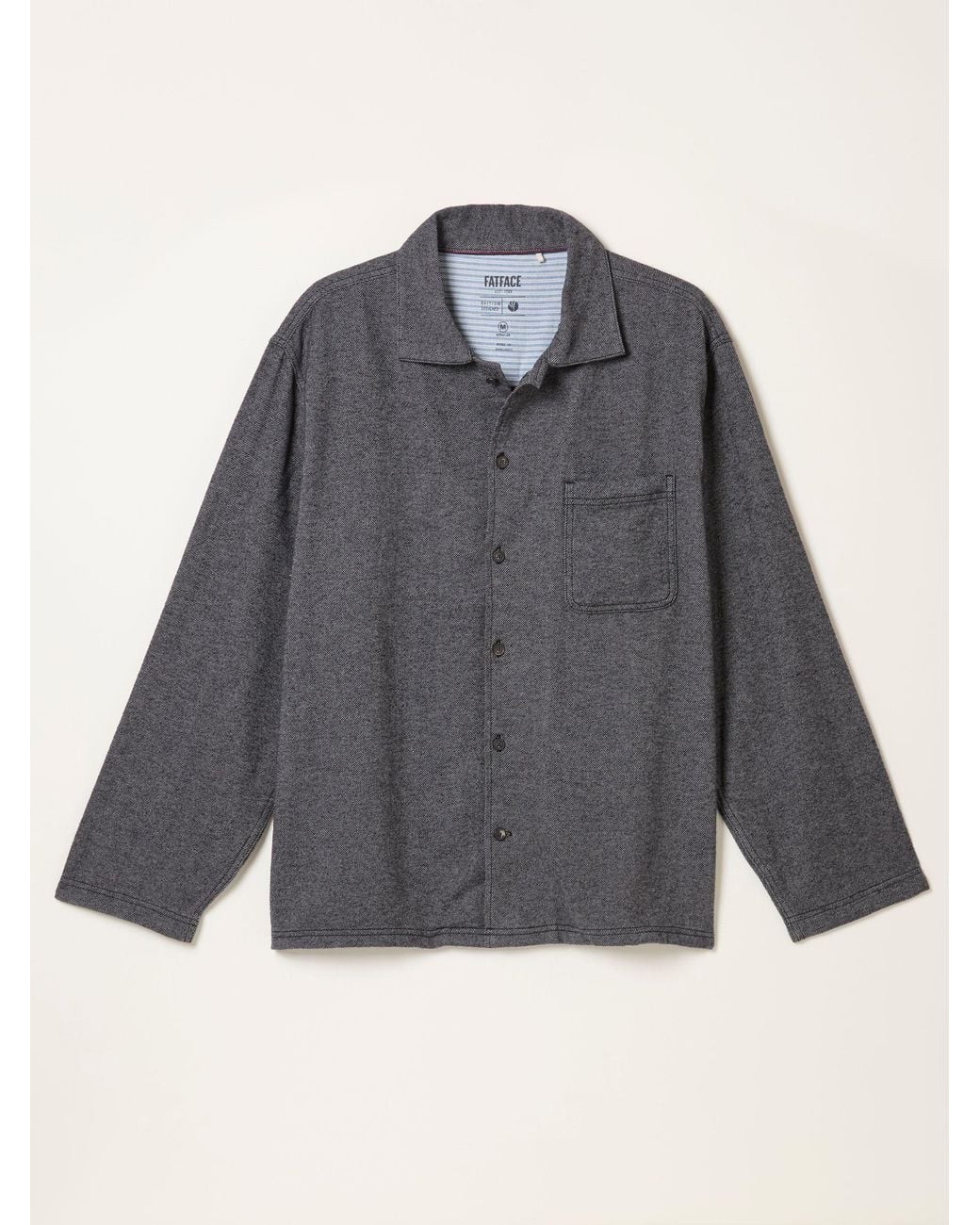 FatFace Gray Brushed Twill Pyjama Shirt for men