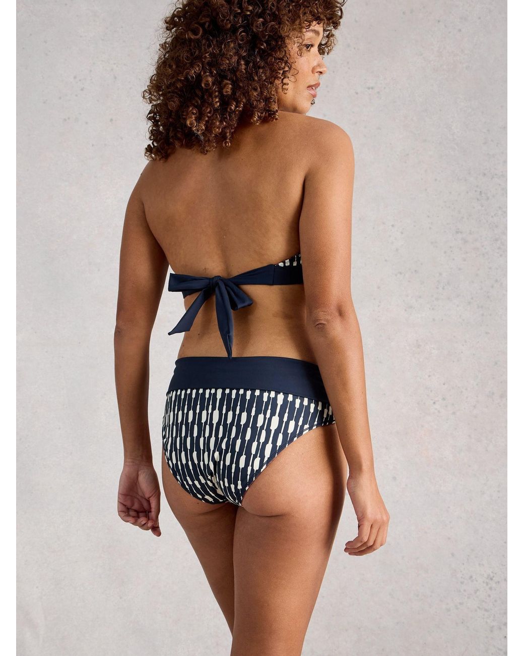 White Stuff Blue Reversible Fold Down Bikini Bottoms