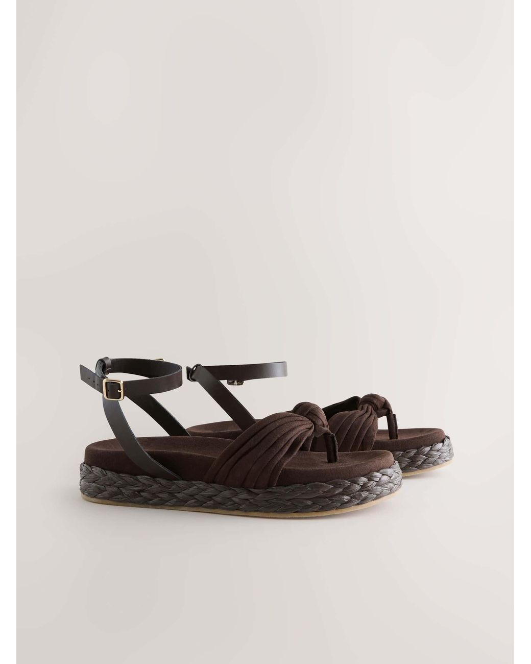 Next Black Raffia Knot Detailing Toe Thong Sandals