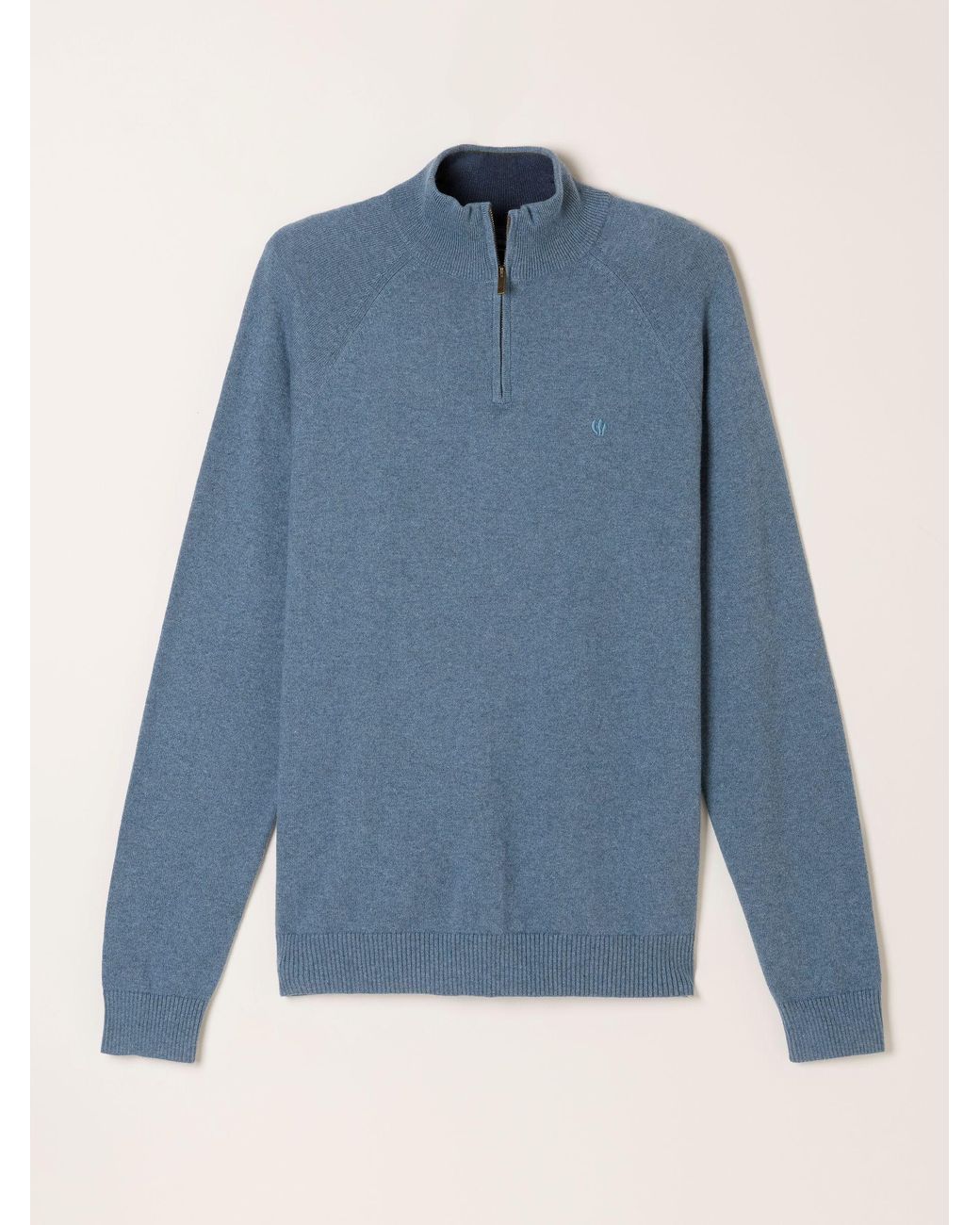 FatFace Blue Rye Quarter Zip Knitted Jumper for men