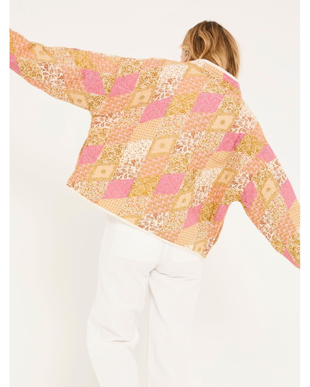 FatFace Orange Evie Quilted Patchwork Jacket