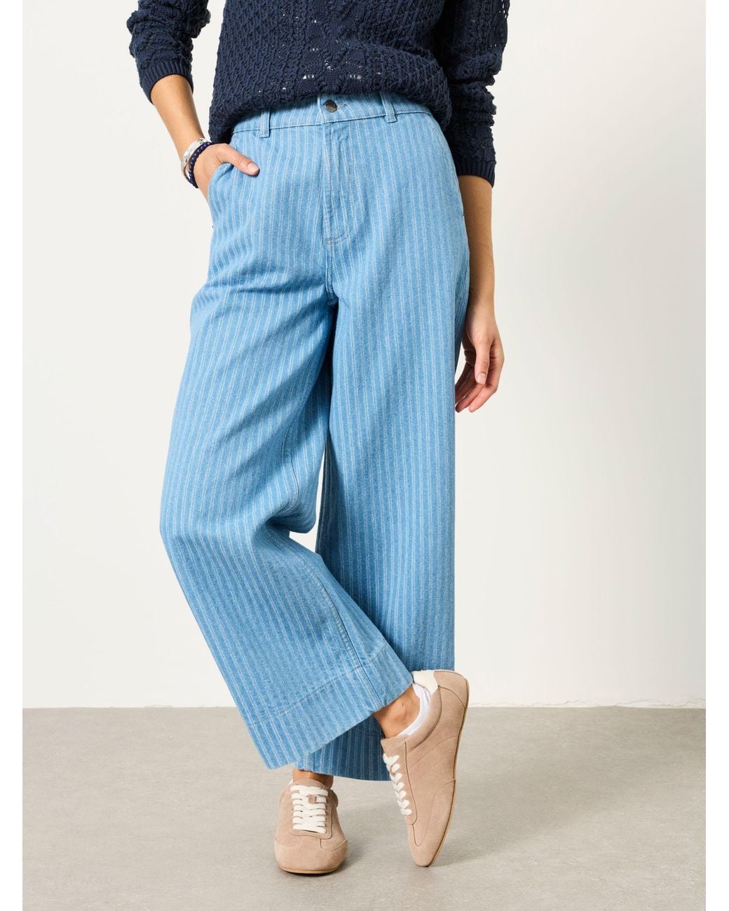 FatFace Blue Hove Wide Leg Crop Jeans