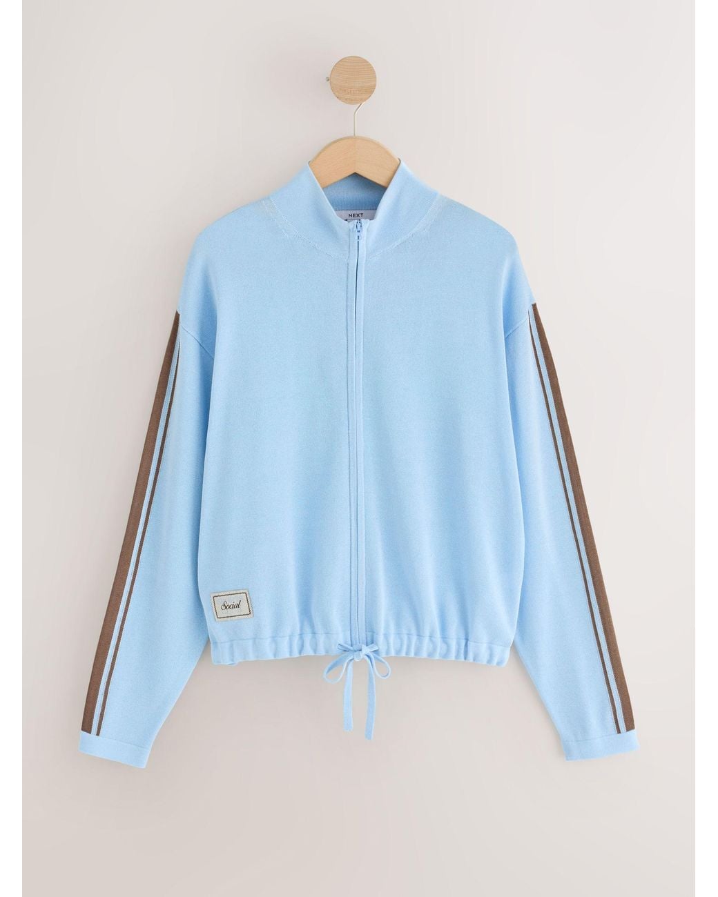 Next Blue Light Side Stripe Lightweight Funnel Neck Zip Jacket