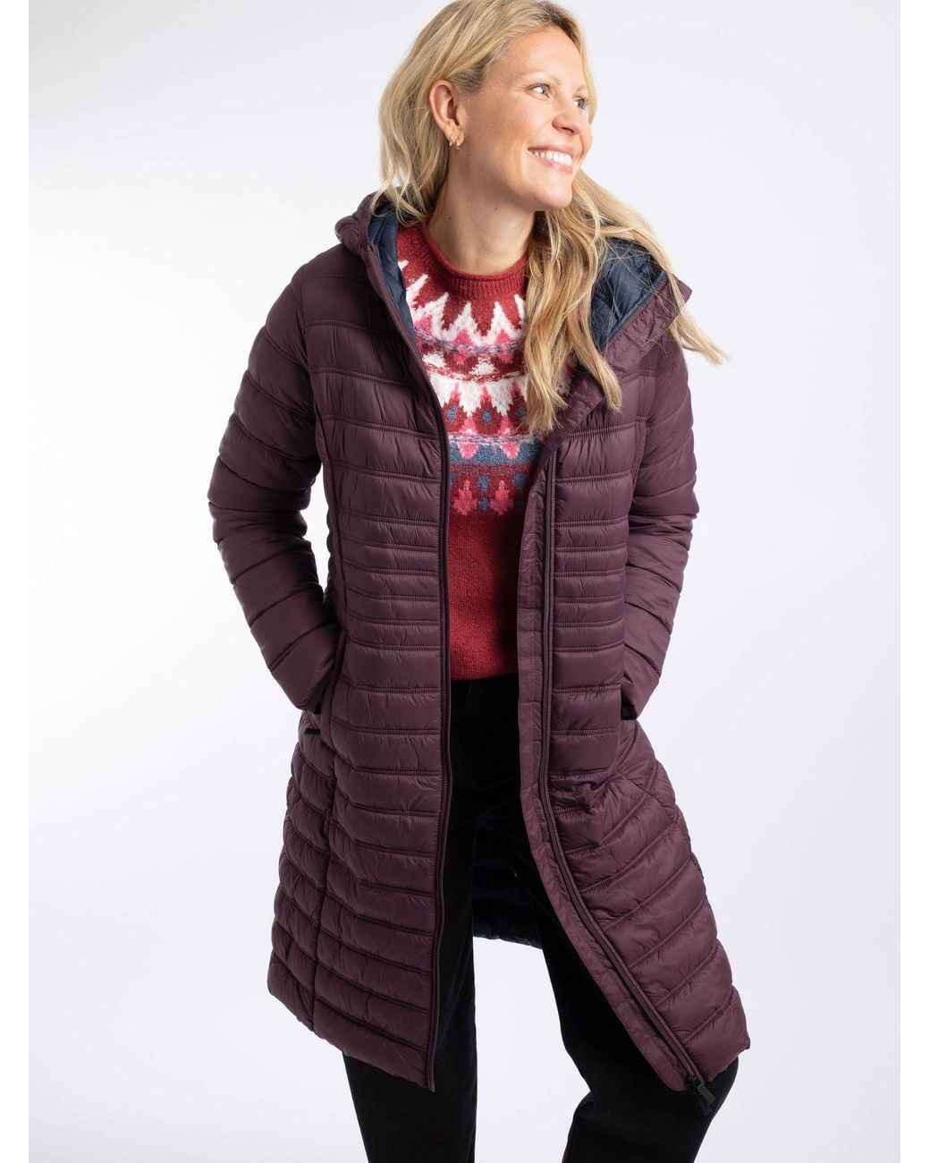 Next In Line Please Weird Fish Ravinia Lightweight Padded Long-Line Jacket in Purple | Lyst