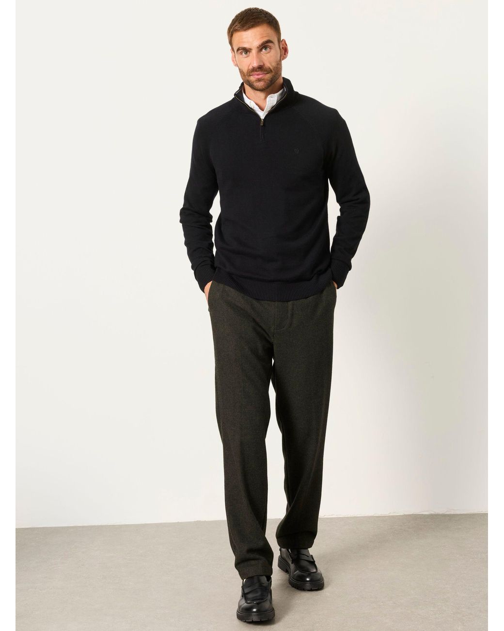 FatFace Black Fatface Rye Quarter Zip Knitted Jumper for men