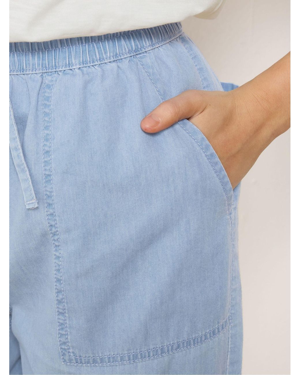 M Com Blue Lightweight Crop Trousers