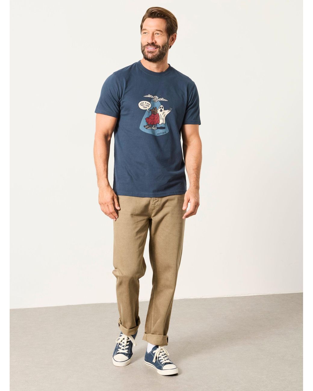 FatFace Blue Halloween Warewolf Graphic T-Shirt for men